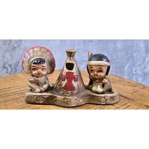 Vintage Salt and Pepper Shakers Indian/Native American Boy And Girl Decor Only